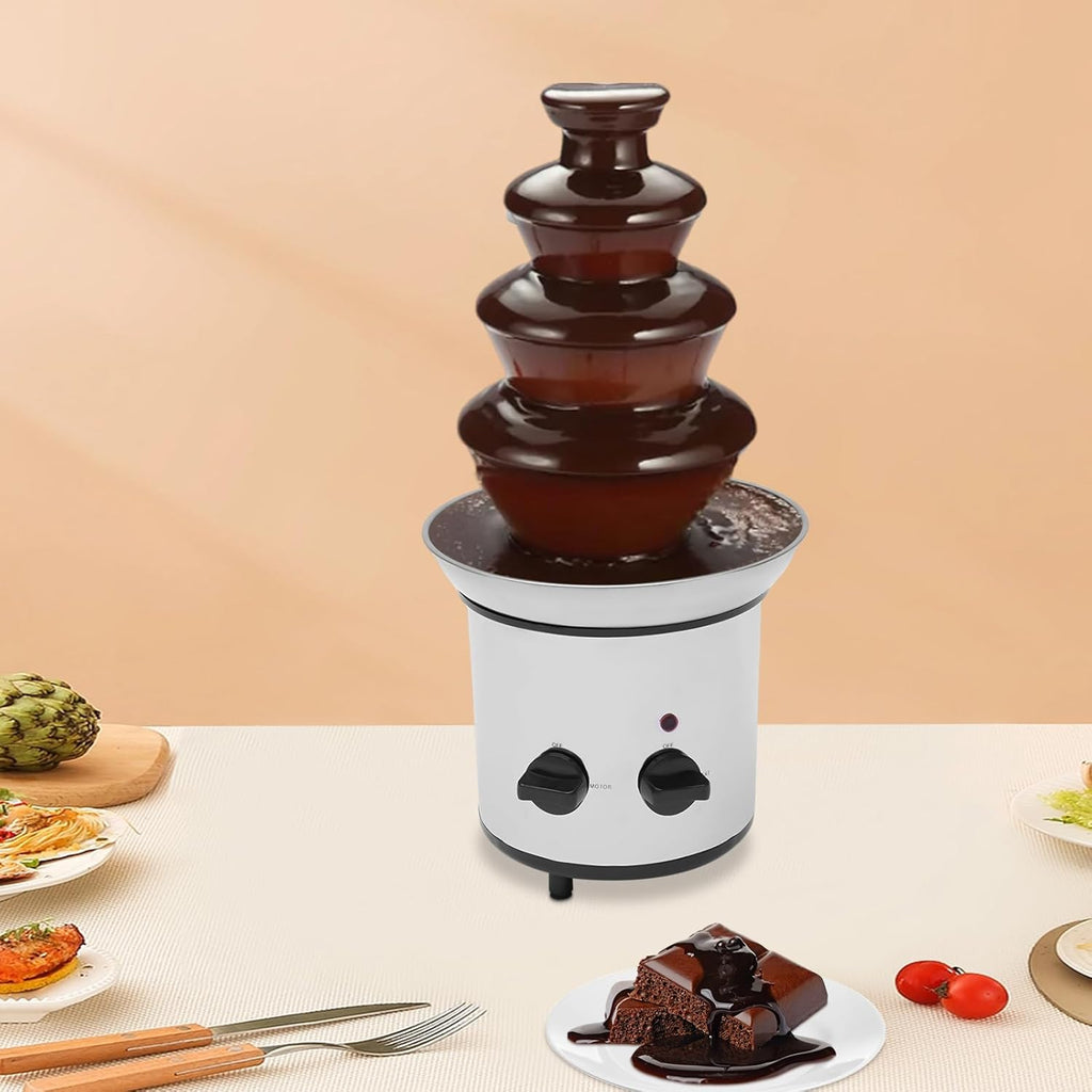 Stainless 4 Tier Electric Chocolate Fondue Fountain Machine 18.5-Inches Tall I82608