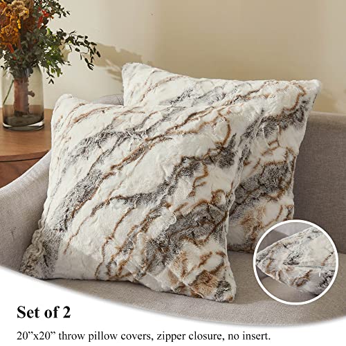 Marble Light Grey 50x60 Faux Fur Throw Blanket S4601