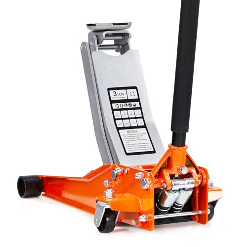 Low Profile Floor Jack, Dual Pistons Quick Lift Pump, Orange N727916