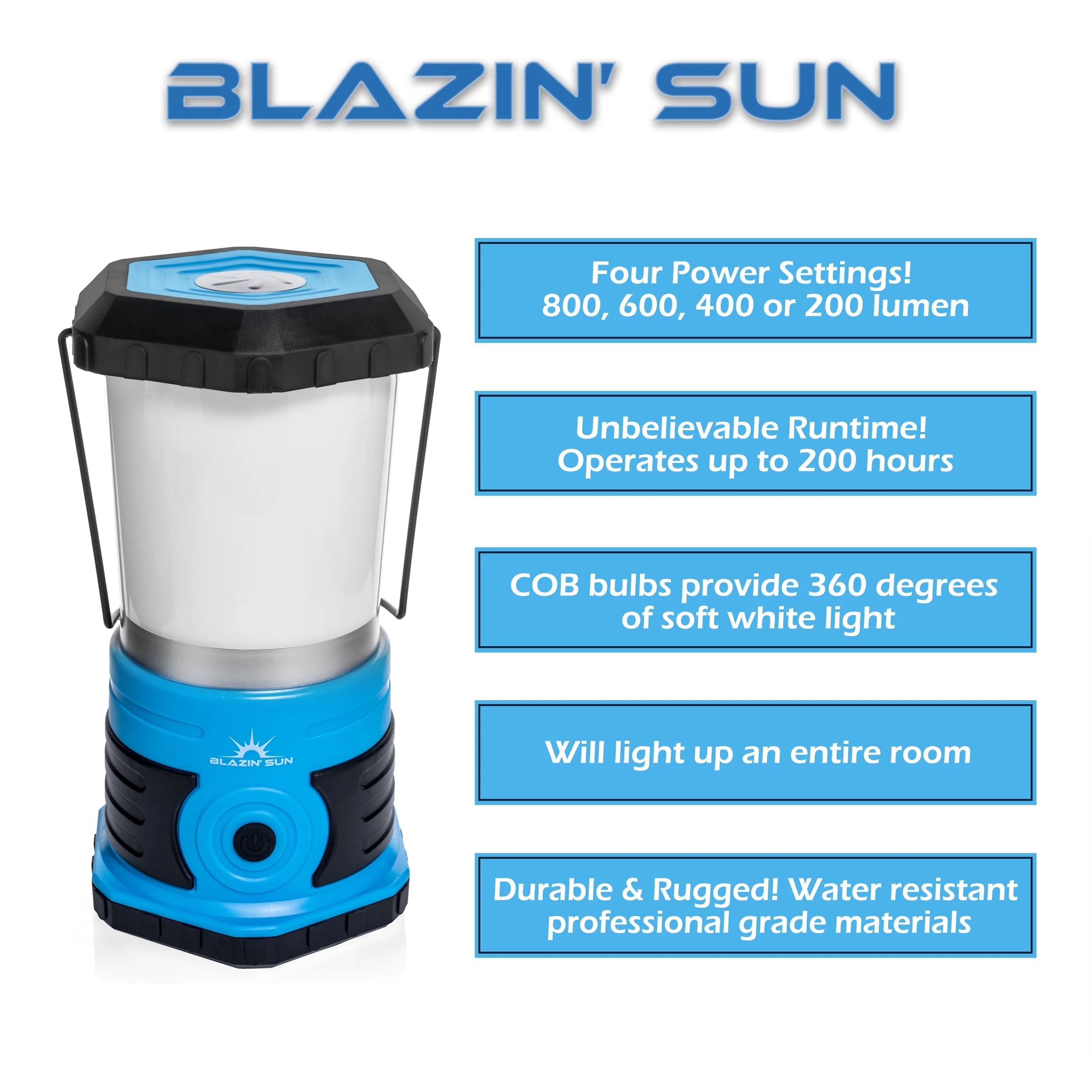 800 Lumen Battery Powered LED Camping Lantern (Blue) B221