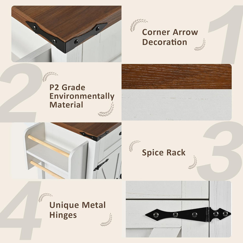 White Kitchen Island with Power Outlet and Drop Leaf Q981383