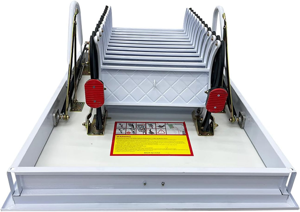 Black + White 9.84ft Adjustable Height Retractable Attic Ladder A139125