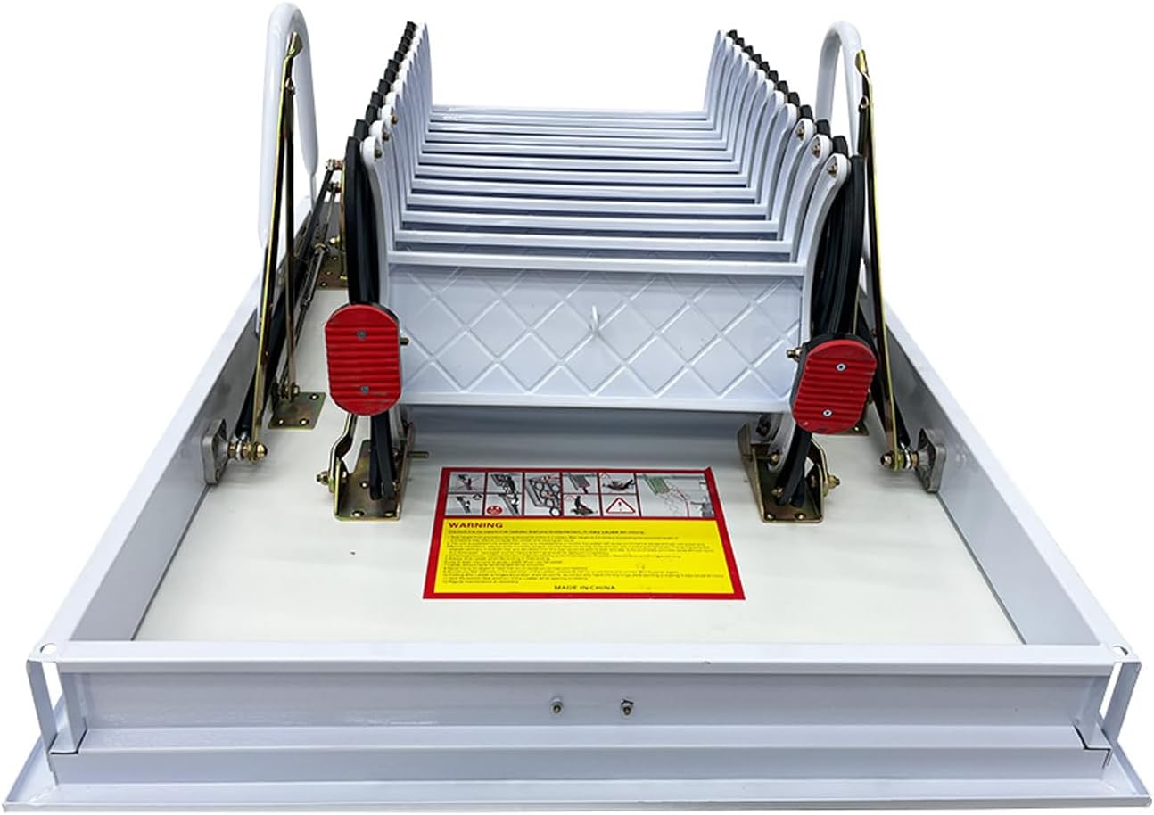 Black + White 9.84ft Adjustable Height Retractable Attic Ladder A139125