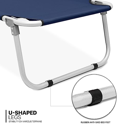 Navy Blue Folding Camping Cot with Storage Bag P5760