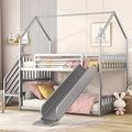 Twin Over Twin Metal Bunk Bed with Slide and Storage Staircase L768