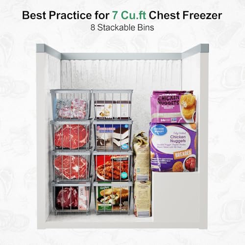 4 Pack Stackable Small Freezer Organizer Bins, White B599