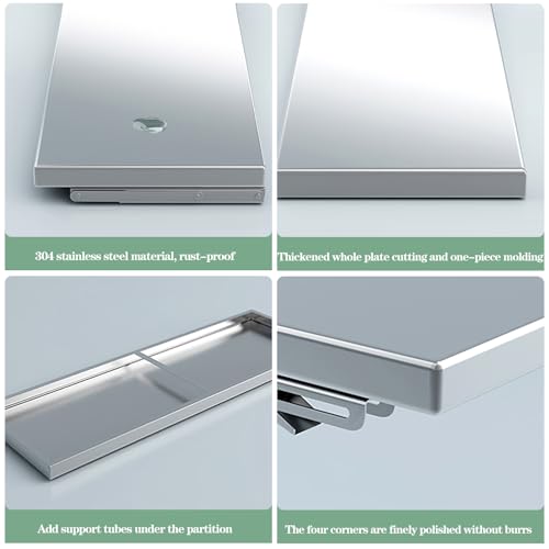 Stainless Steel Wall Mounted Folding Table with Metal Brackets, 120x40cm B2861