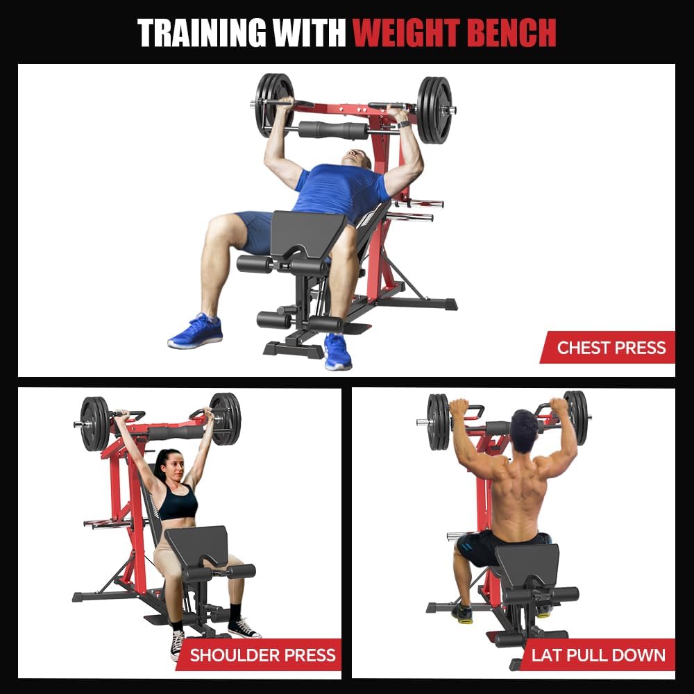 Red Multifunctional Strength Training Station with Multi Bench Press P339172