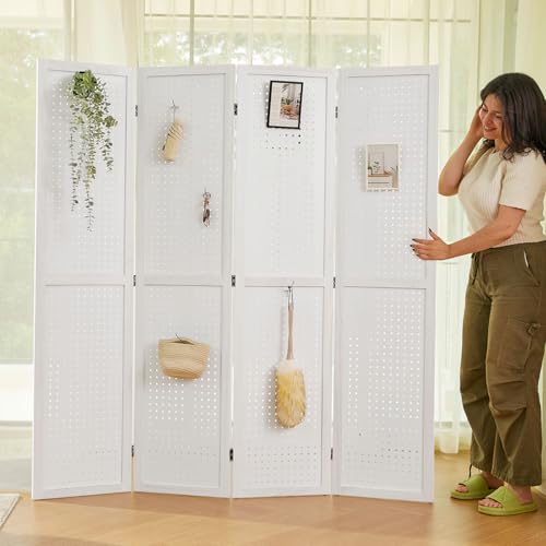 5.6Ft Wooden Folding Privacy Screen (4panels, Natural) B870254