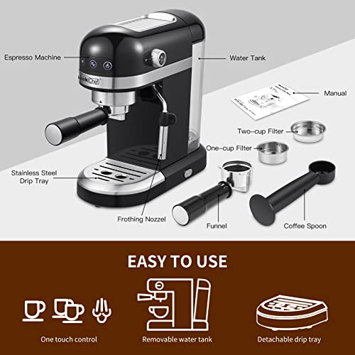 Black 20 Bar Espresso Machine with 1.4 L Water Tank H811746