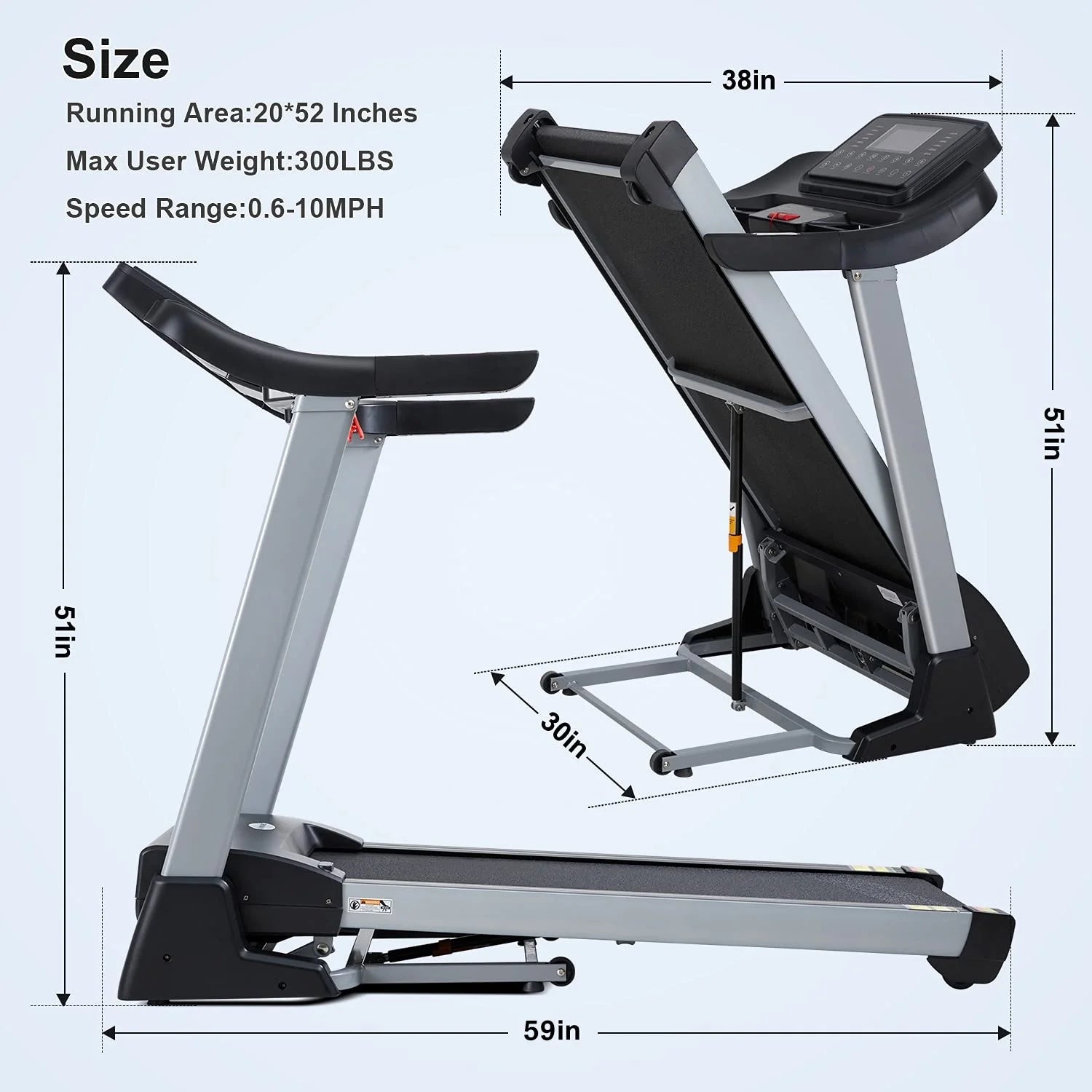 3HP Folding Treadmill with Auto Incline E79376