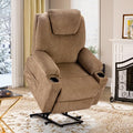 Light Brown Fabric Power Lift Recliner Chair with Heat and Massage Z370350