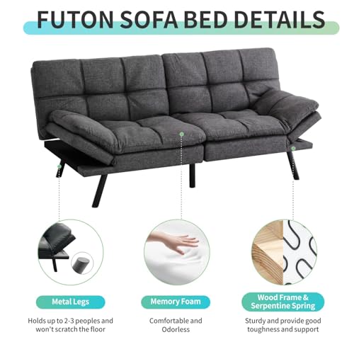 Brown Adjustable Memory Foam Futon Sofa Bed J82941