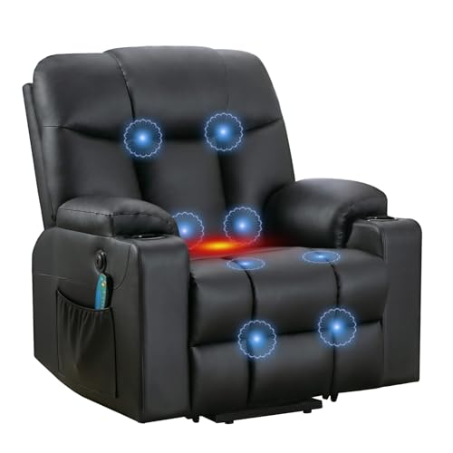 Large Power Lift Recliner Chair with Massage and Heat, Electric Wide Recliners, Heavy Duty Fabric Reclining Mechanism, Camel K50827
