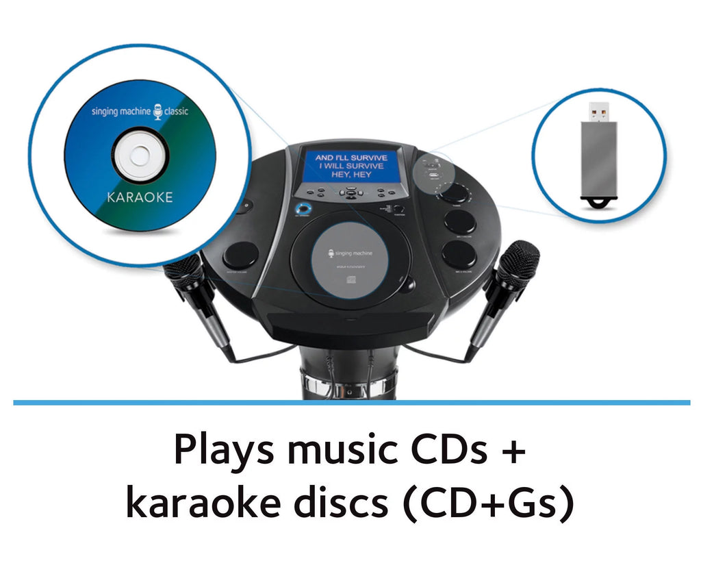 Black Bluetooth Pedestal Karaoke System with Two Microphones I7411