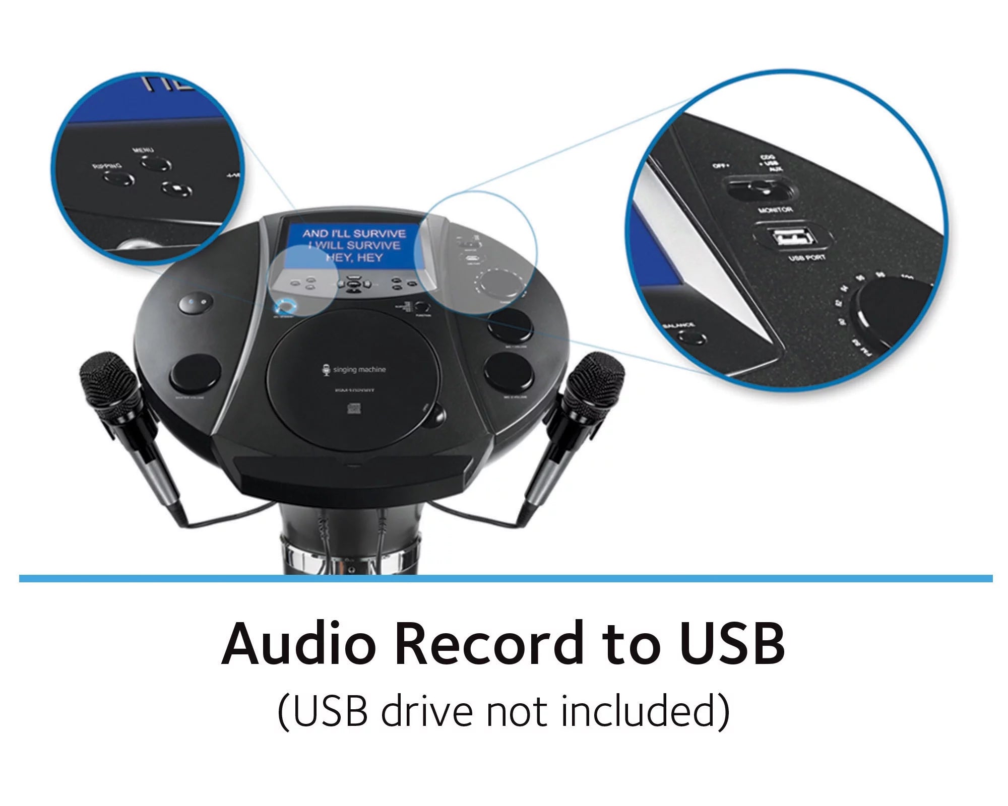 Black Bluetooth Pedestal Karaoke System with Two Microphones I7411