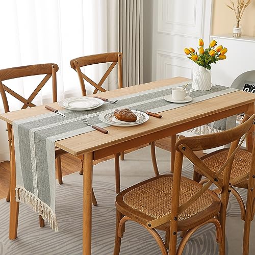 Brown 36 inches Linen Table Runner with Tassel W285532