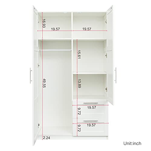 White Tall Kitchen Pantry Cabinet with 2 Doors and 2 Drawers A2132