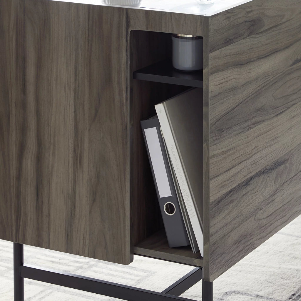Jet Acacia Finish Double Pedestal Home Office Desk with Storage P87823