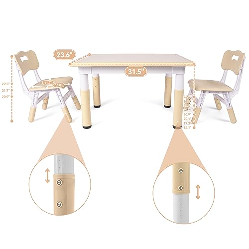 Pink Height-Adjustable Kids Table and Chairs Set with 2 Chairs T7990