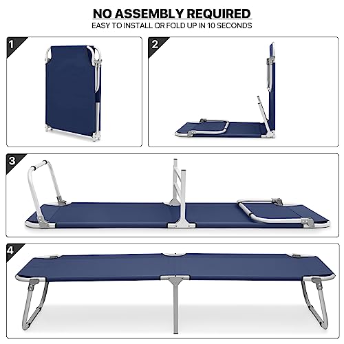 Navy Blue Folding Camping Cot with Storage Bag P5760