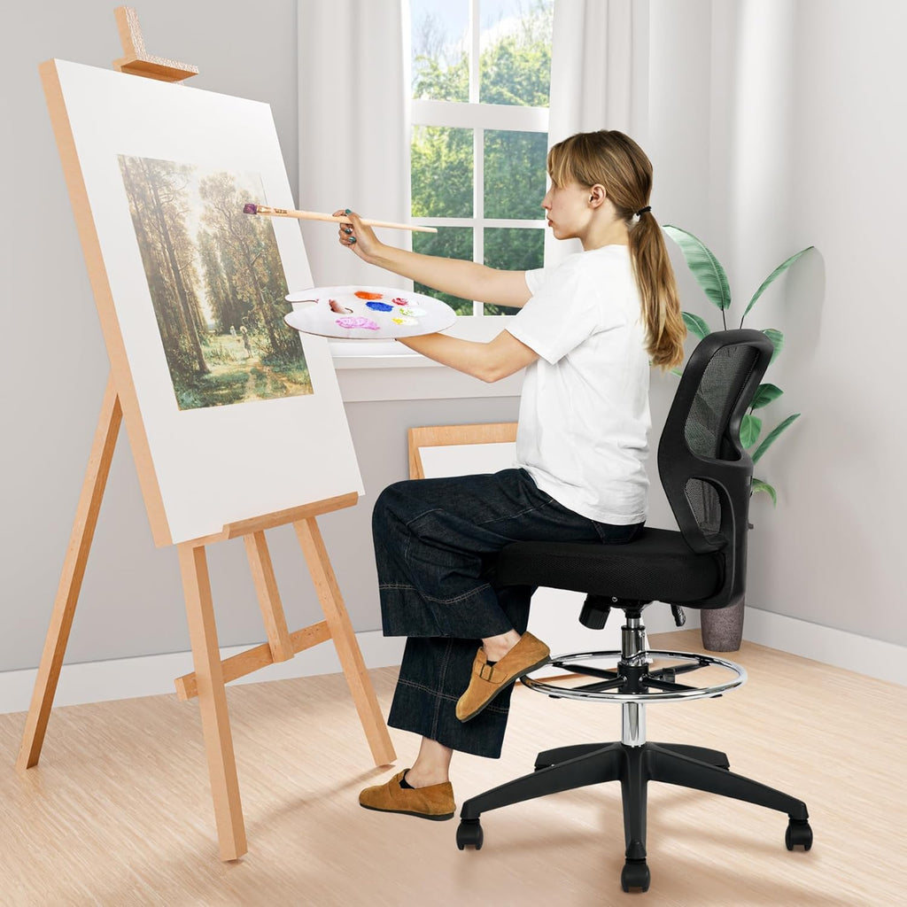 Adjustable Height Drafting Chair with Footrest V11005