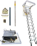 Black + White 9.84ft Adjustable Height Retractable Attic Ladder A139125