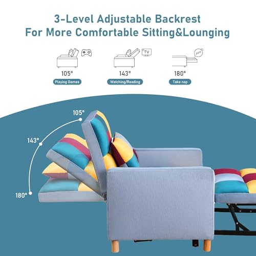 Grey 3 in 1 Convertible Folding Sofa Chair with Pillow Z28699