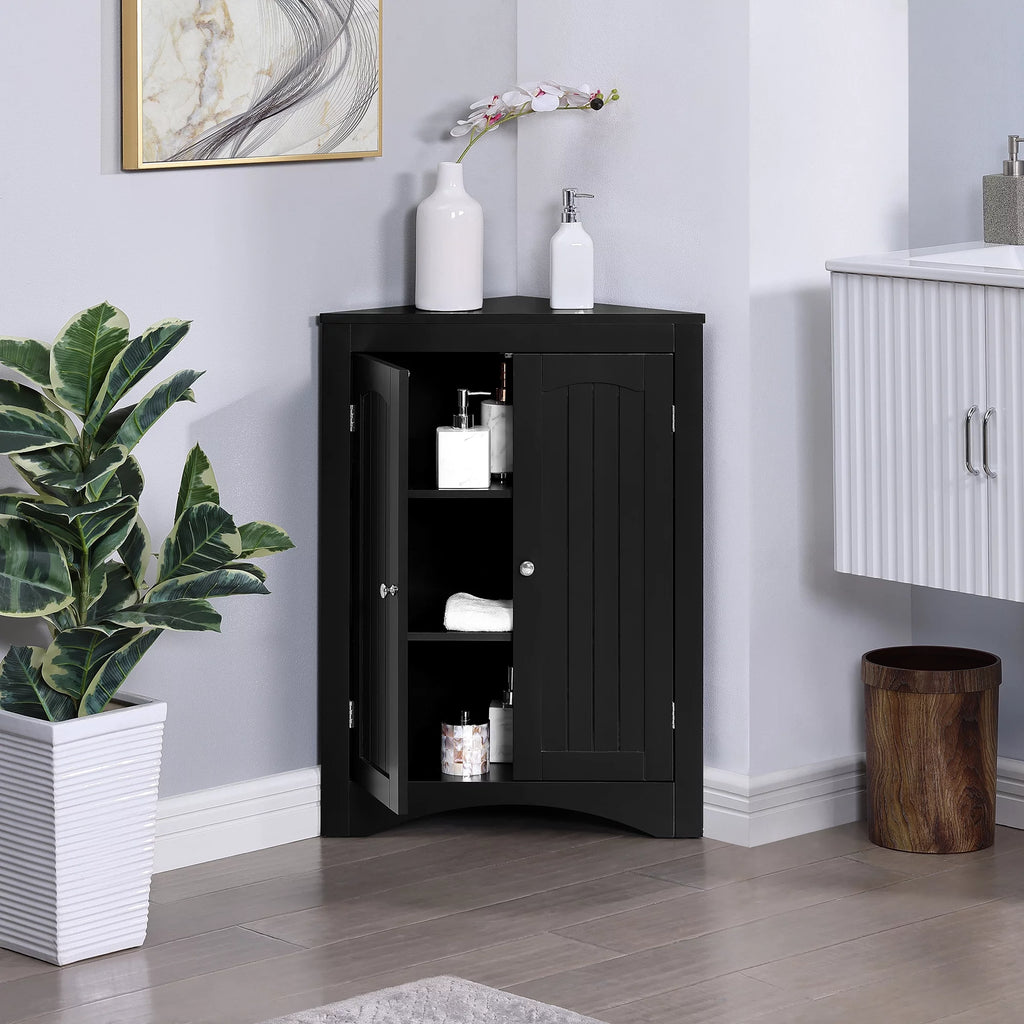 Free Standing Corner Storage Cabinet with Doors and Shelves Q901017