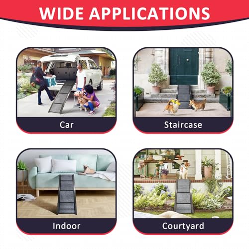 67" Foldable Dog Ramp with Non-Slip Rug Surface A509