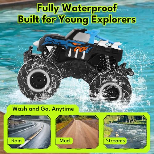 1:16 Waterproof Remote Control Monster Truck Pickup Car 4WD All Terrain Off-Road Toy F230460