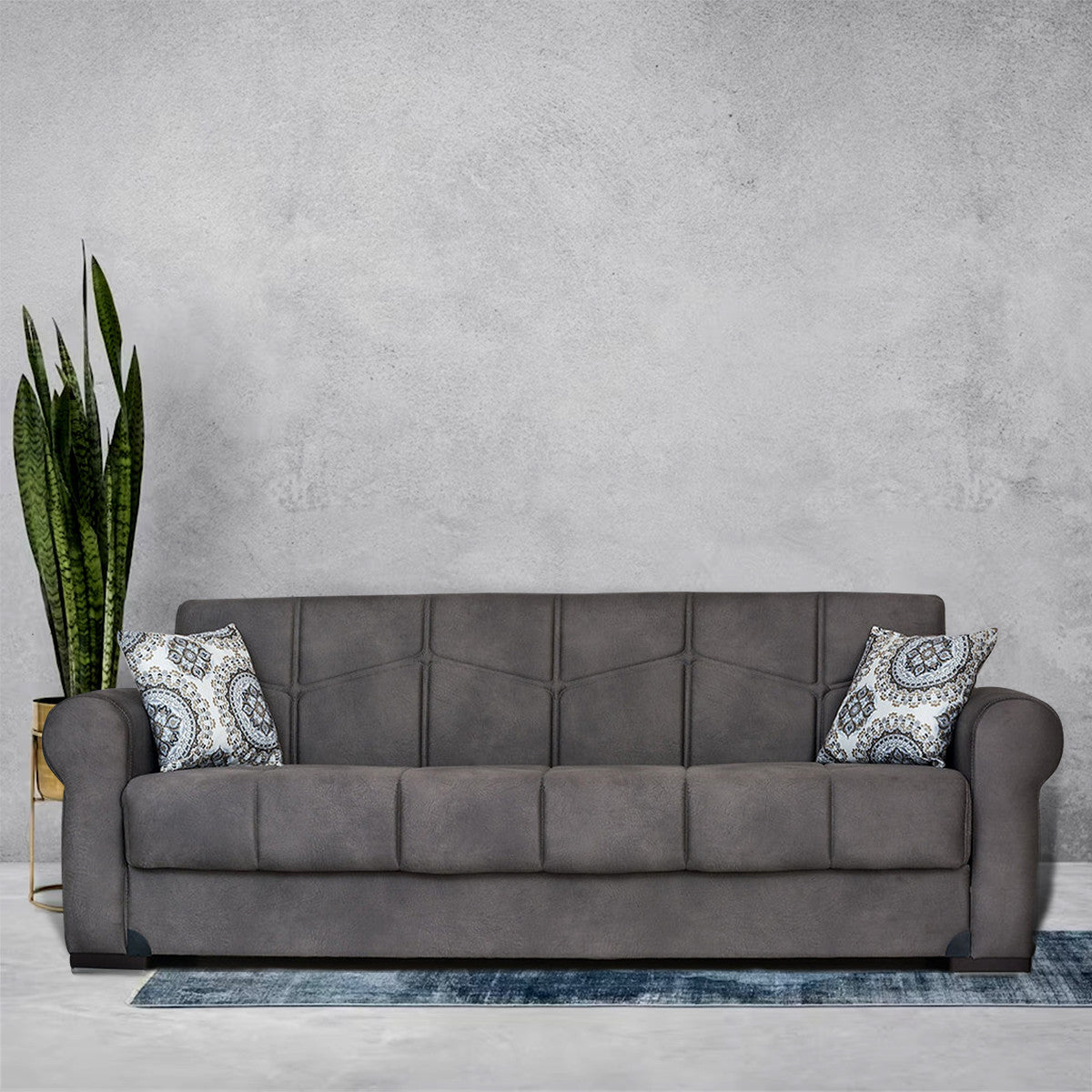 Gray Tufted Back Sofa Bed S87036