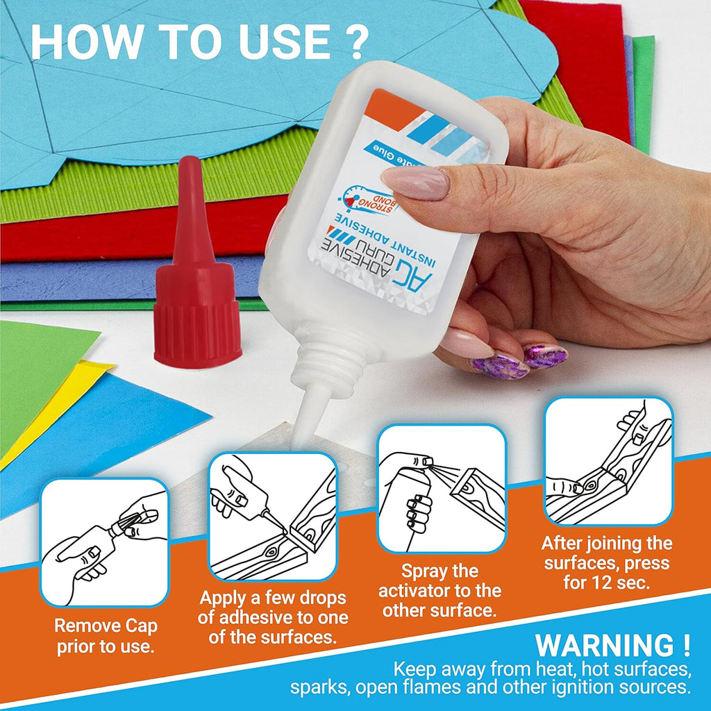 CA Glue with Activator (1.7 oz - 6.76 fl oz) Cyanoacrylate Glue T3096