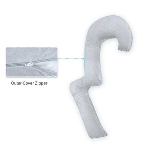 68 Inches Memory Foam Body Pillow with Cover - Middle Grey M246879
