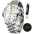 Two Tone Stainless Steel Diamond Analog Quartz Dress Wrist Watch T3386