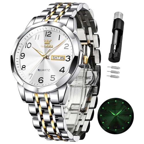 Two Tone Stainless Steel Diamond Analog Quartz Dress Wrist Watch T3386