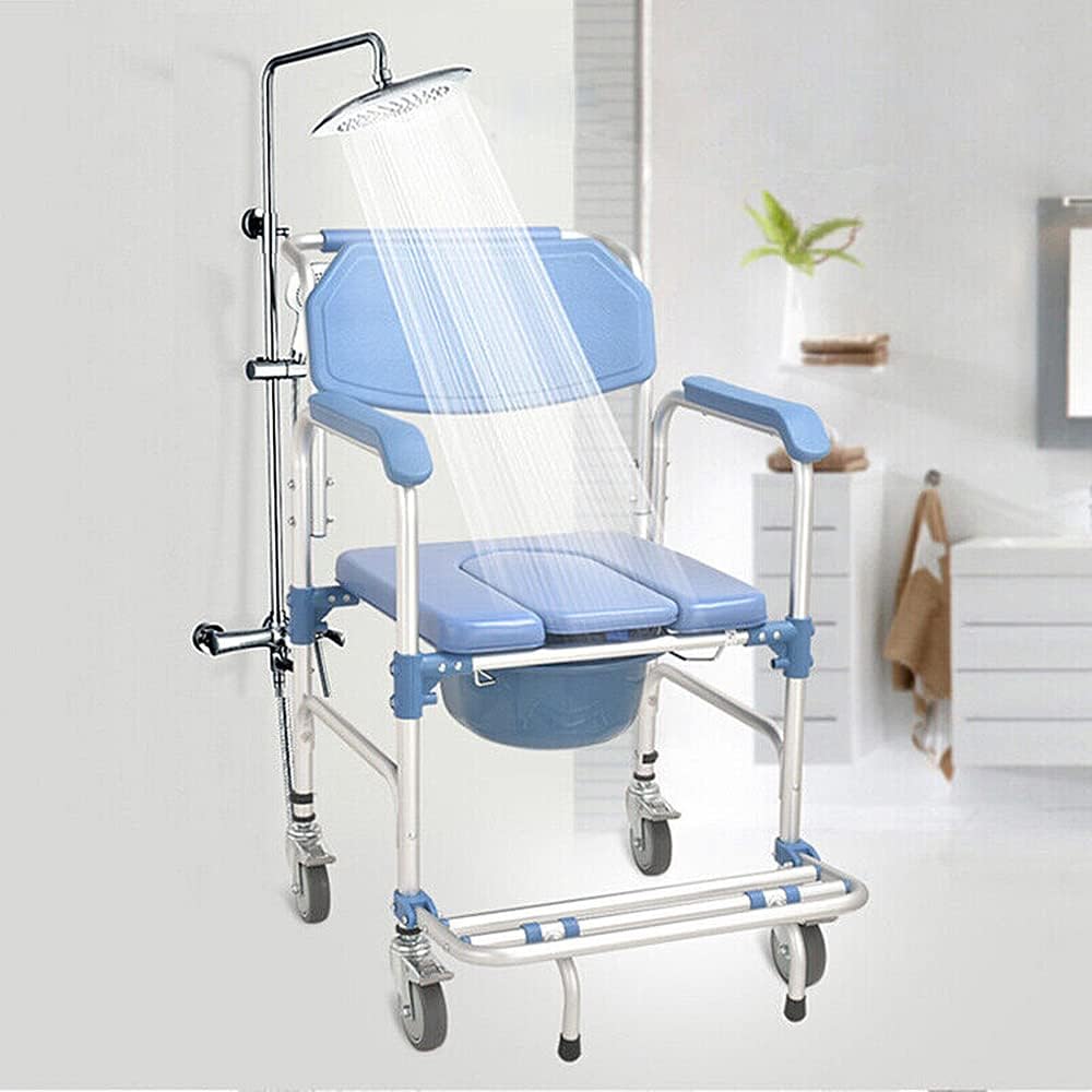 Shower Commode Chair with Wheels Y77315