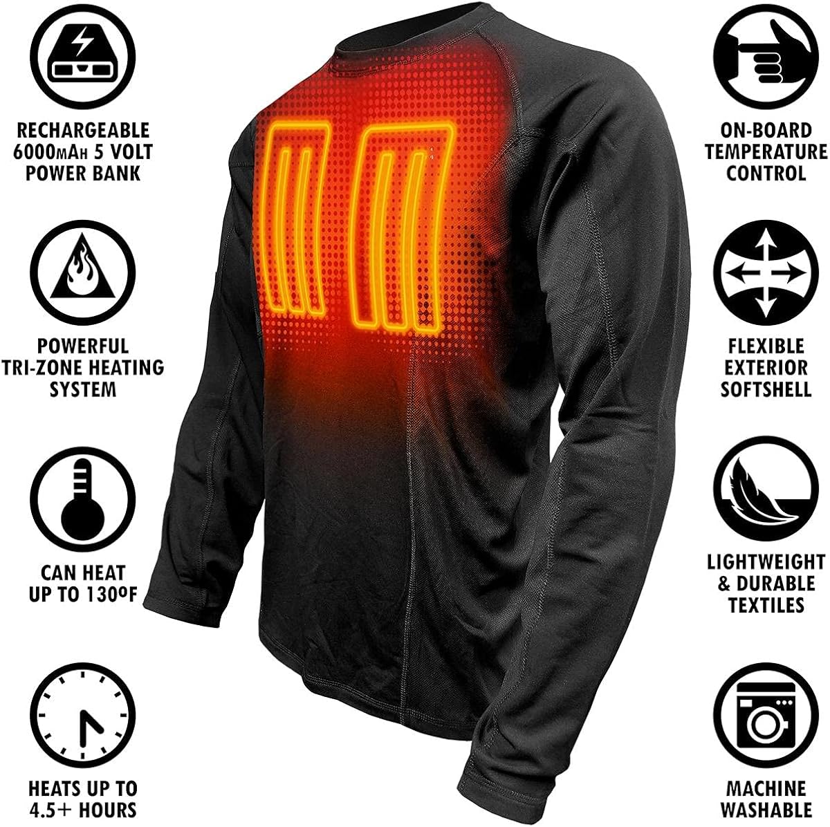 Heated Shirt with 3 Heat Panels R6498