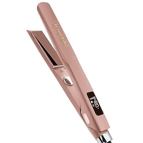 Flat Iron Hair Straightener & Curler 2 in 1 Pure Titanium 1.25" Rose Gold O653