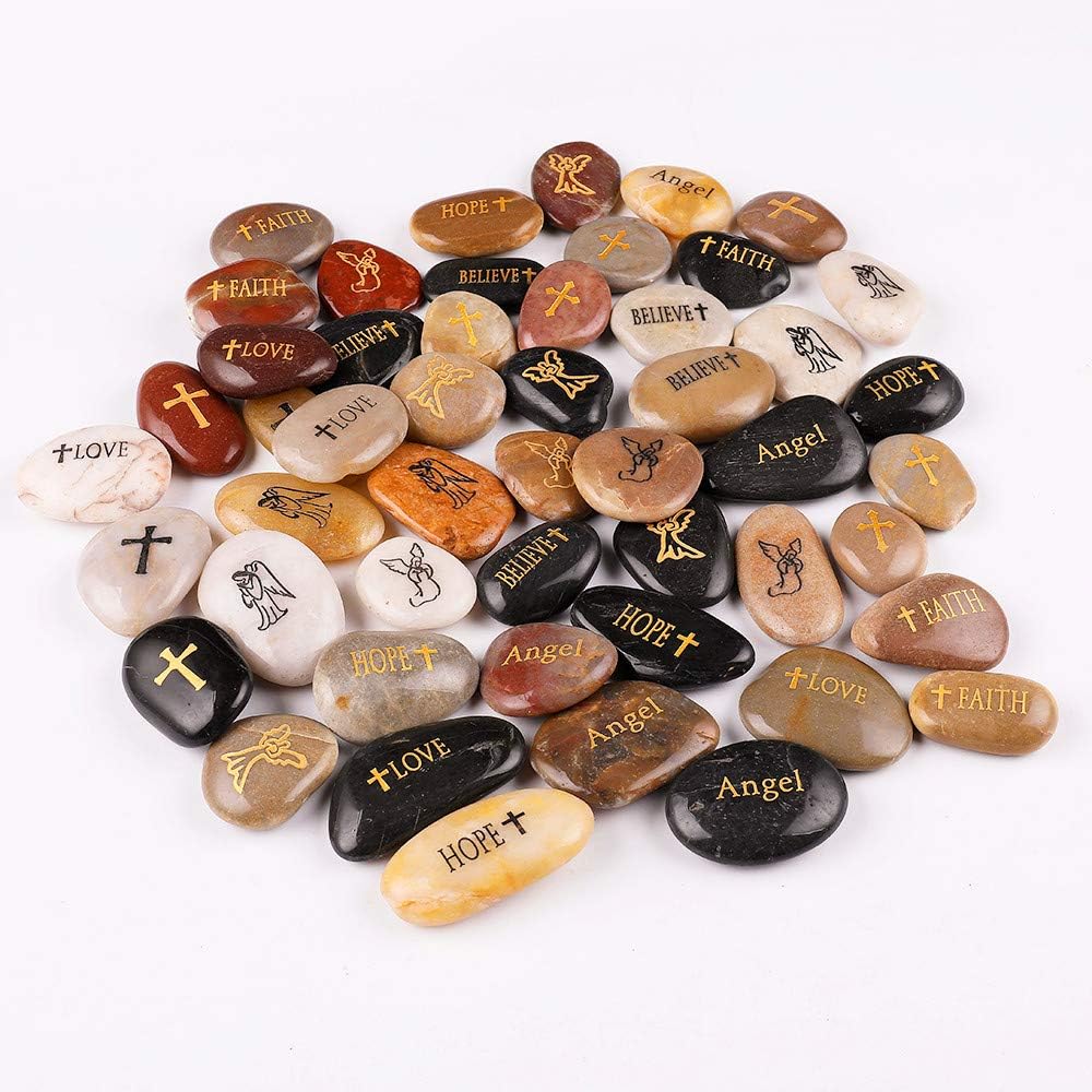 50PCS 2"-3" Engraved Inspirational Stones N33882
