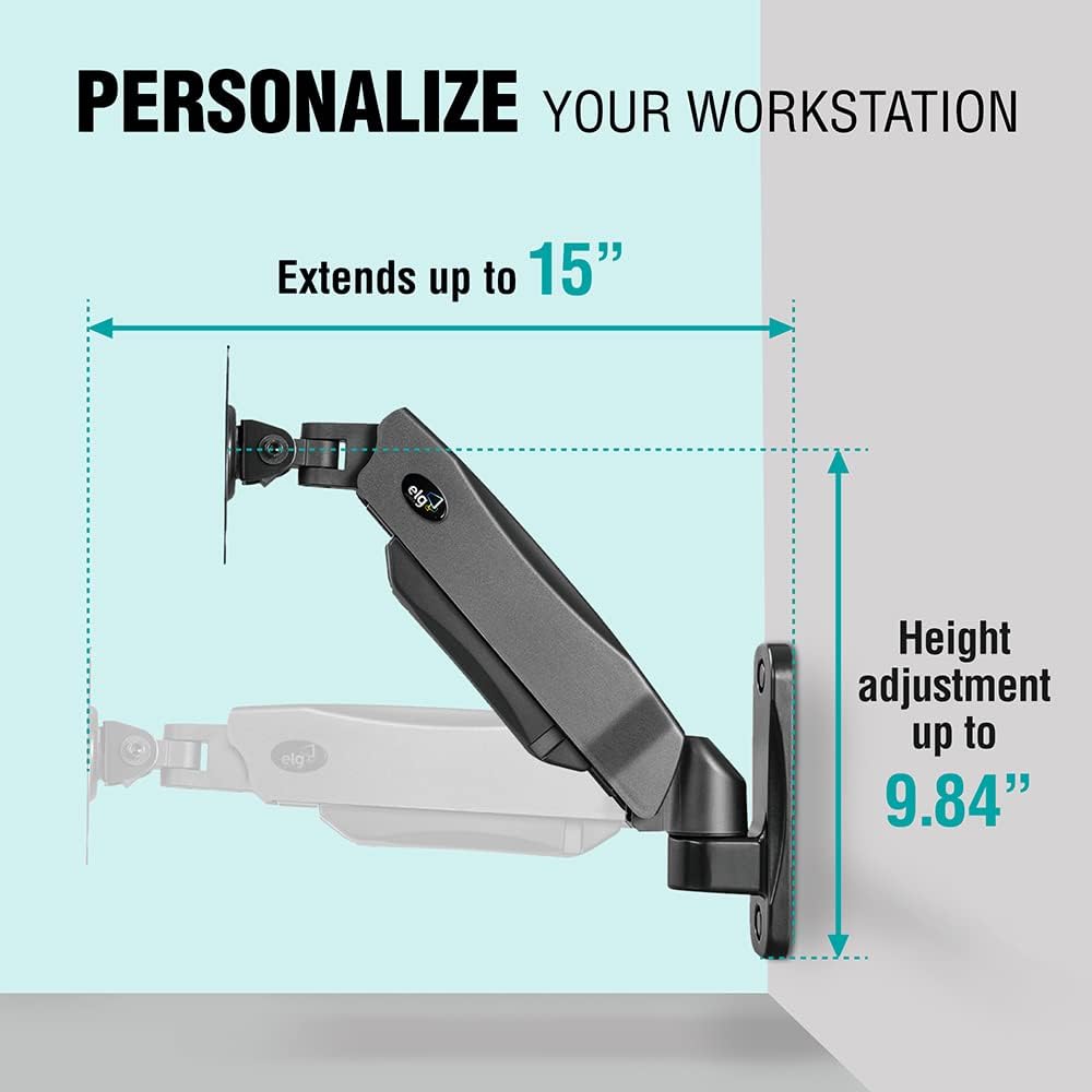 Black Full Motion Monitor Wall Mount Arm Q72822