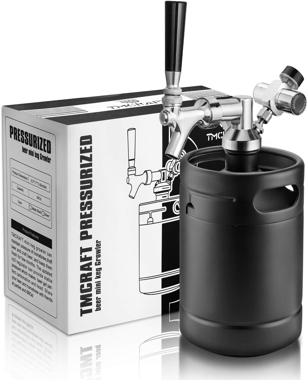 64oz Stainless Steel Pressurized Mini Keg with Cooler Jacket H70907