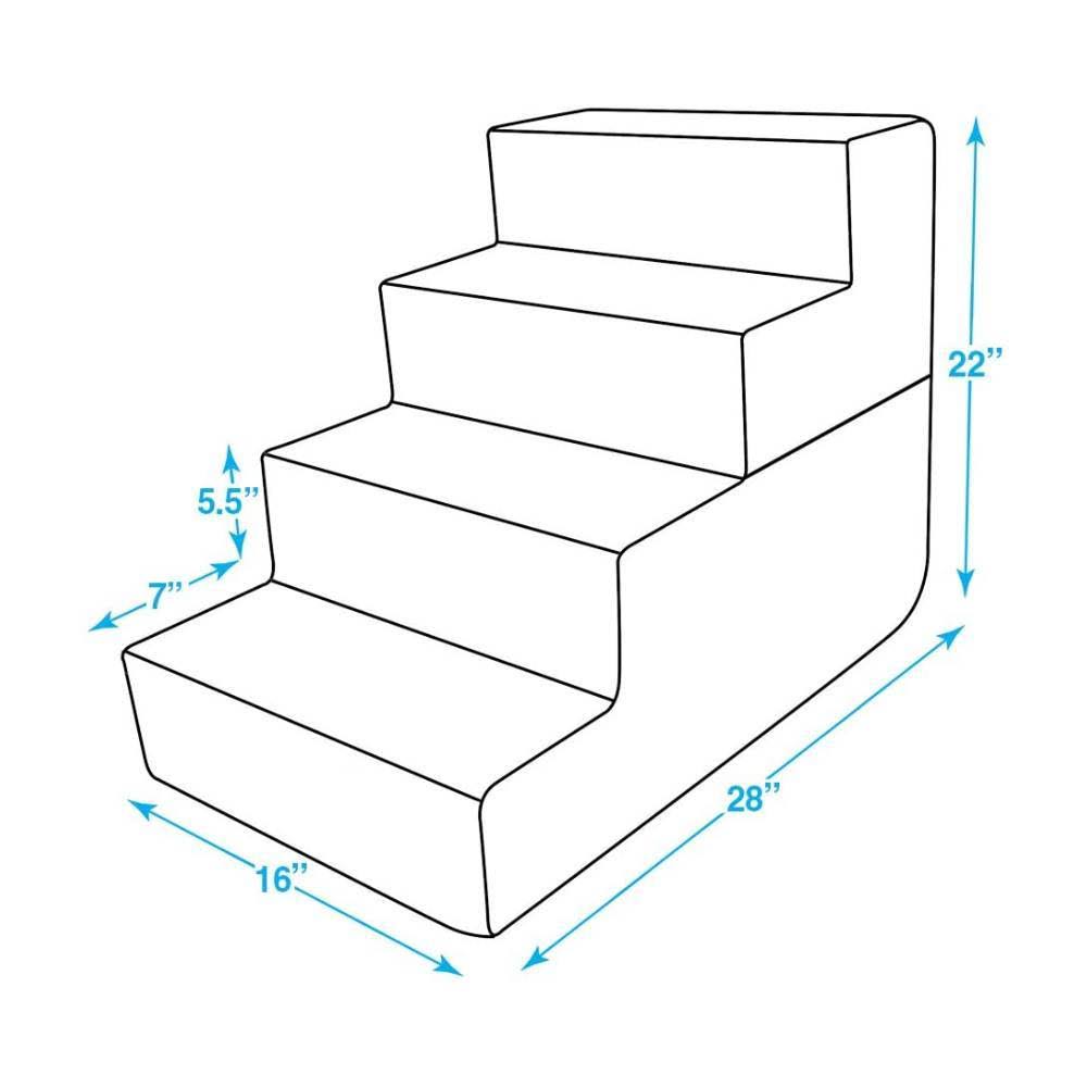 4-Step Pale Teal Linen Dog Cat Stairs R70117