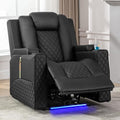 Power Recliner Chair PU Leather Electric Massage Recliner Sofa Black A8319