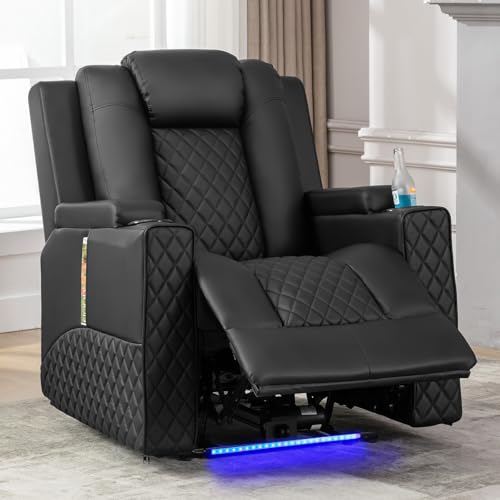Power Recliner Chair PU Leather Electric Massage Recliner Sofa Black A8319
