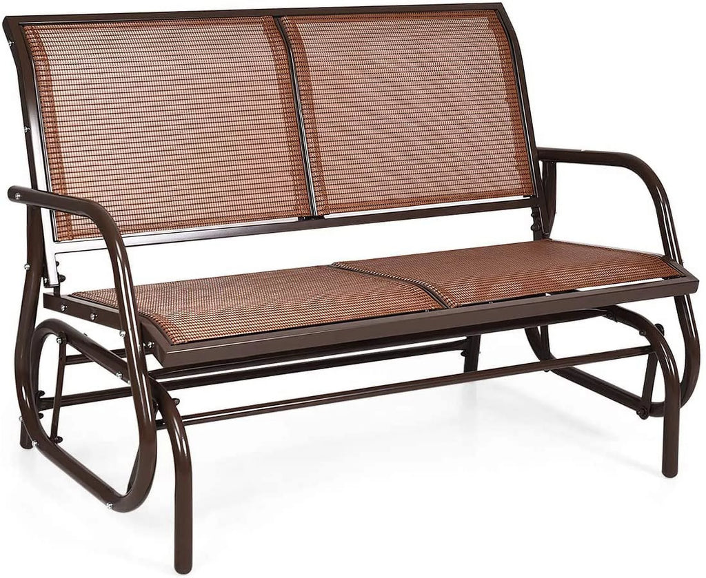 Brown Steel 48 Inch 2 Person Swing Glider Chair I324980