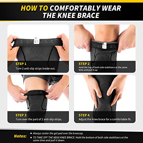 2 Pack Knee Compression Sleeves with Side Stabilizers & Patella Gel Pad X3541