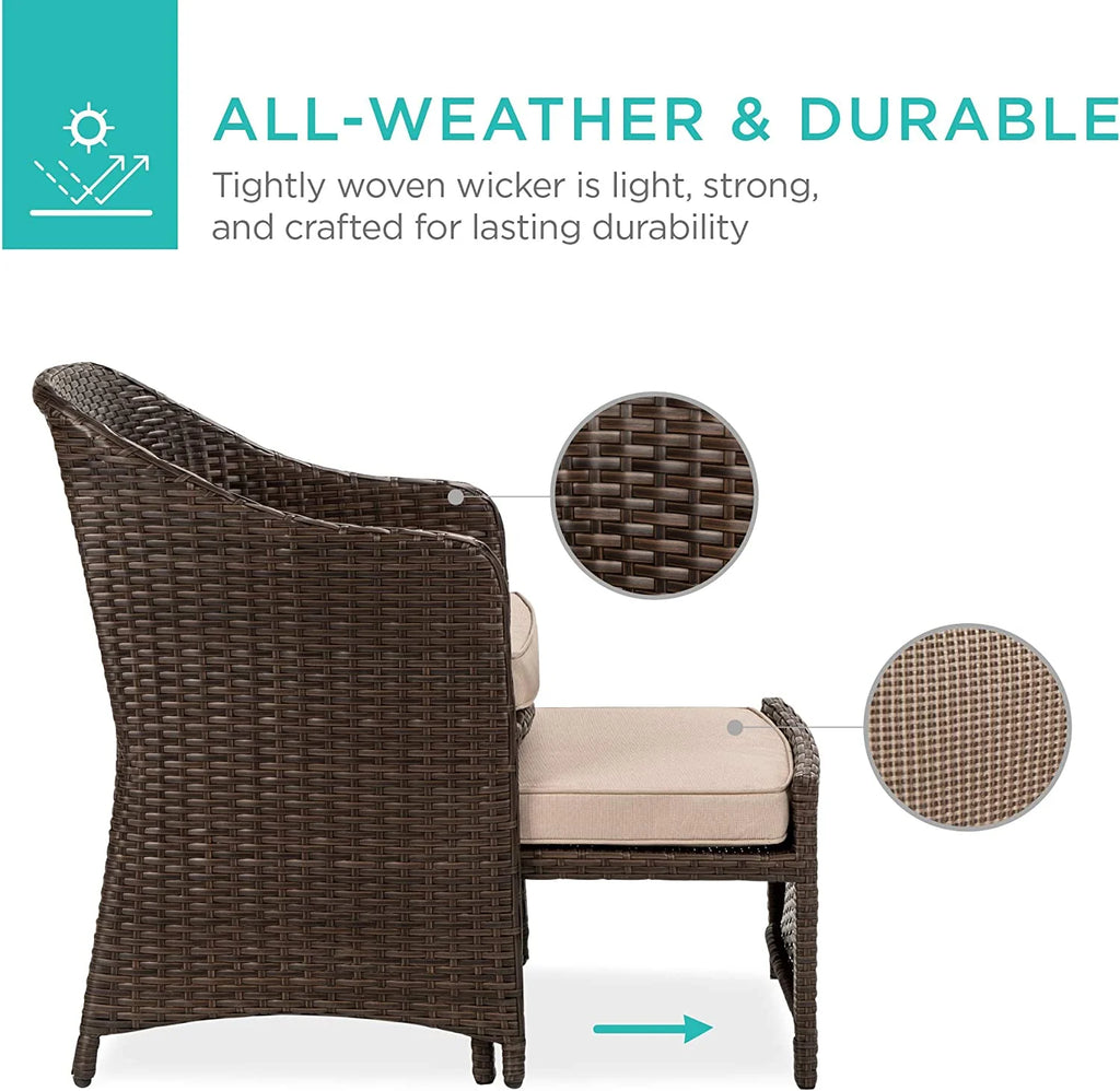 5-Piece Wicker Outdoor Patio Furniture Set with Storage Table I703861