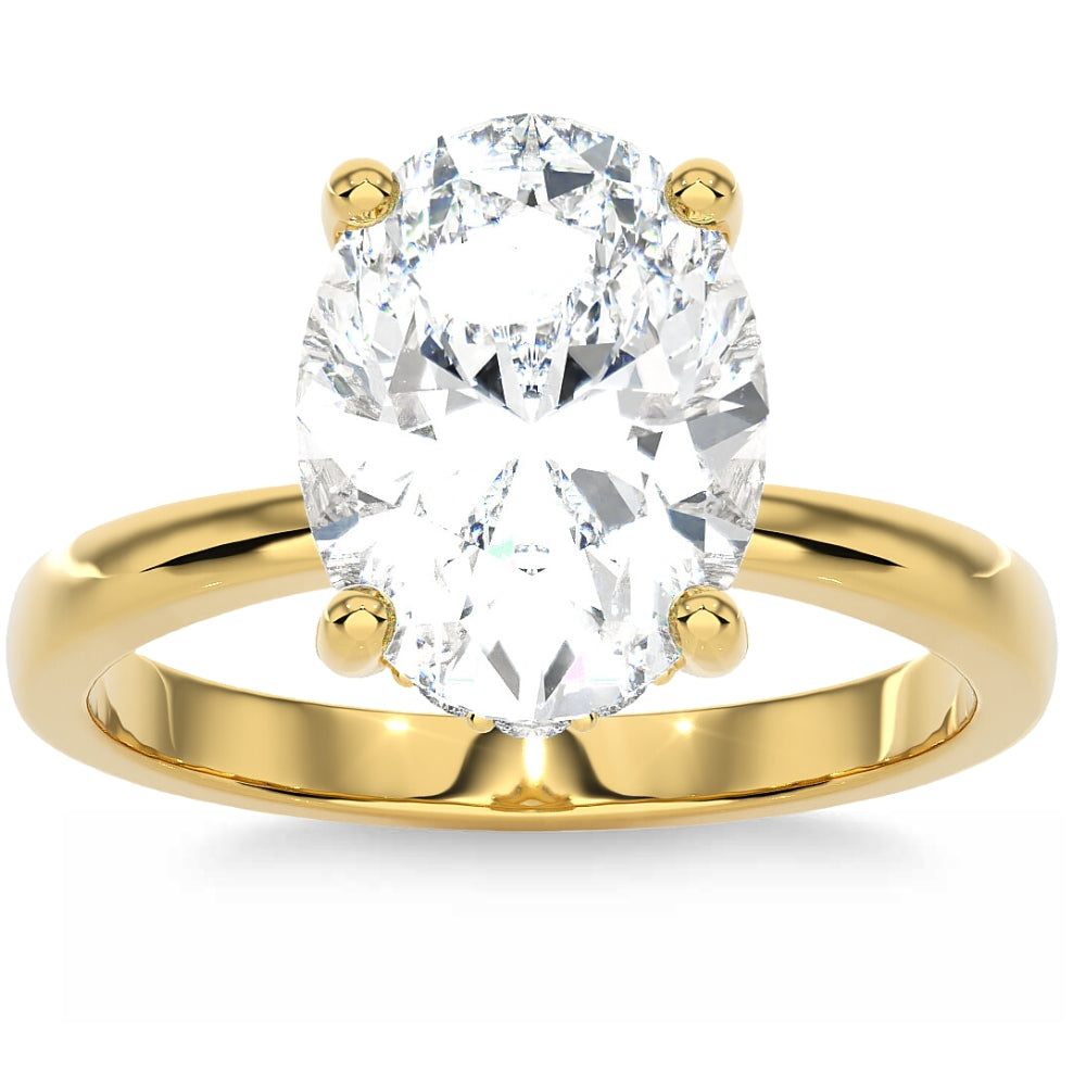 3.10Ct Oval Diamond Side Halo Engagement Ring in 14k Gold U74812
