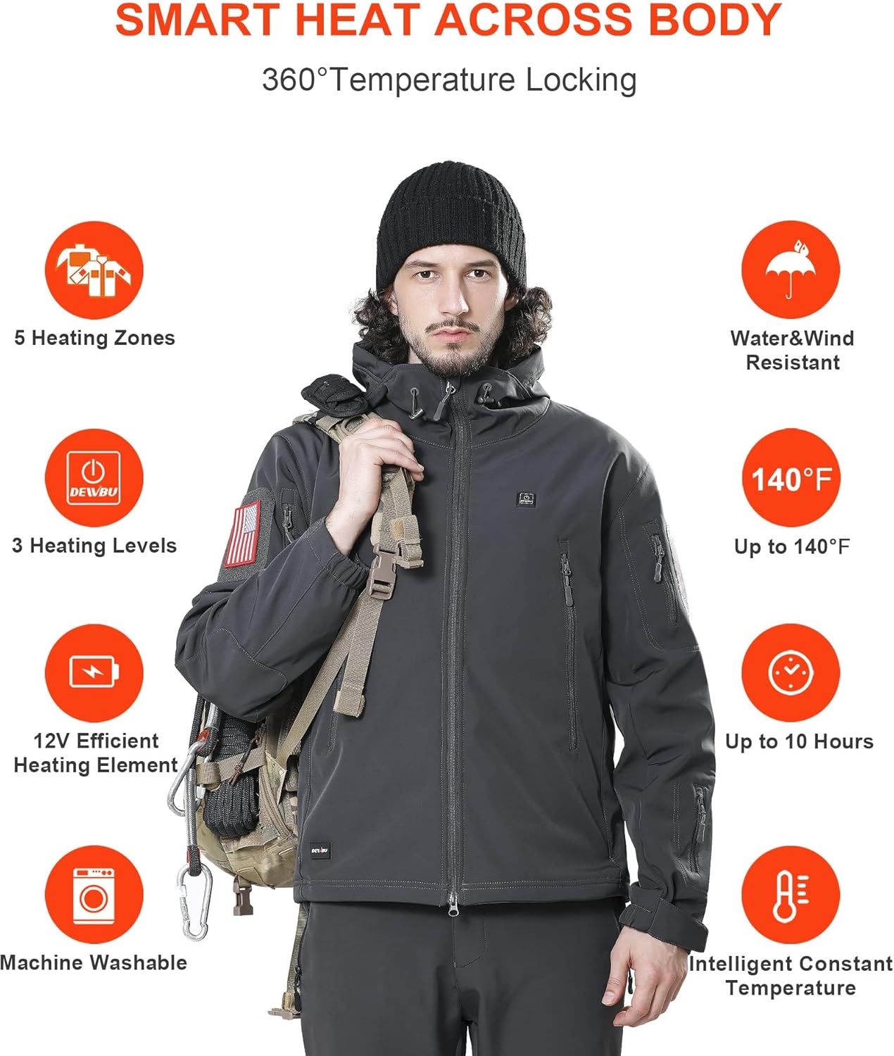 Grey Heated Jacket with 12V Battery Pack T989403